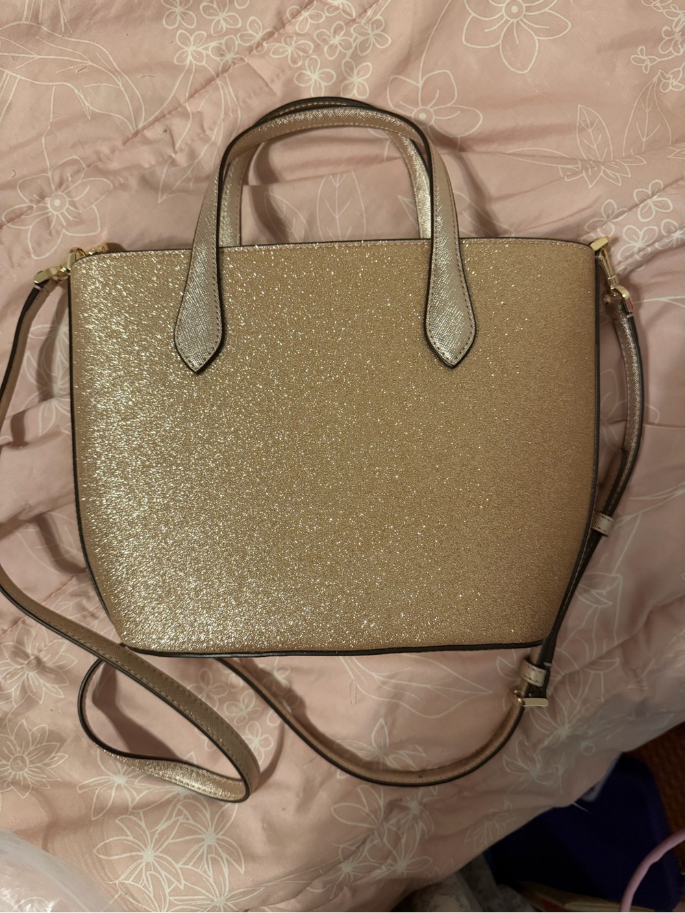 kate spade glitter tote in champagne gold - Picture 3 of 6